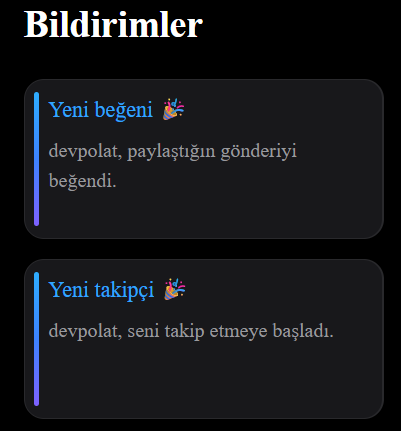 Bildirimler Ekran Görüntüsü